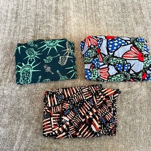 LULAROE Leggings Lot of (3) Tall & Curvy nwot AMERICANA